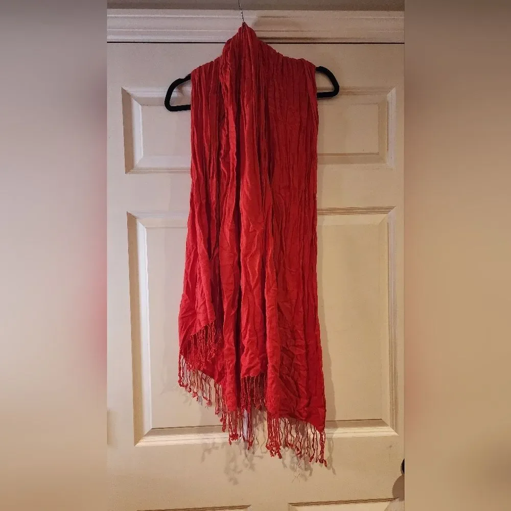 Bijoux Terner red oversized tassel scarf